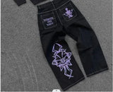 Year Y2K Jeans Men's Wear Hip-Hop Retro Skull Water Washed Loose Jeans Casual Wide-Legged