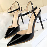 Shoes Fashion Sandals Women 2021 Patent Leather High Heels Women Sandals Summer Heeled Sandals Pointed Toe Women