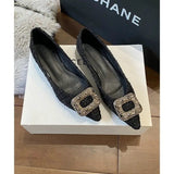 Zingj Elder Sister Wear Temperament Rhinestone Single Shoes Female 2024 New Pointed Small Sweet Beans Shoes Spring And Autumn Wear Love Mary Jane Shoes-Outfit