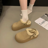 Zingj Shoes Platform And Velvet Head Half Slippers Women Wear 2024 New Winter Birken Wool Snowcotton