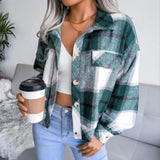 Plaid Lantern Long Sleeve Woolen