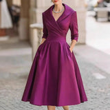 Elegant Stuff Spring And Autumn Long-Sleeved Belt Dress