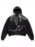 Vintage Gothic Skeleton Hoodie Autumn And Winter Hip Hop Long-Sleeved Coat Loose Hooded