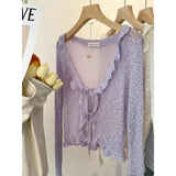 Knitted Cardigan Women's Thin Suspender Skirt With Air-Conditioning Blouse Summer Shawl Ice Silk Small Shoulder Fairy Gas