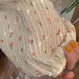 Women Blouses Floral Single Breasted O-neck Chiffon Patchwork Sweet Tender Elegant Lantern Sleeve Ulzzang Fairy Retro Shirts