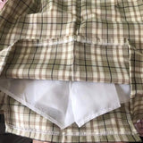 Color New Summer Harajuku Uniform Women Skirt Split Details Plaid Mini Skirt With Under Shorts Mini