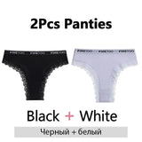 2PCS/Set Women's Panties Cotton Lace Panties And Thongs Comfortable Lingerie Low Waisted Underpants Female Lingerie