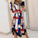 Women's New Mid-Slen Dress Print Collar With Long-Sleeved Dress Women
