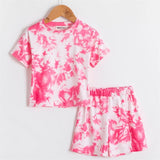 Baby Girls Tie-dye Printed Clothes Sets For 1-5Y Summer Short Sleeve Print Boy T Shirts Tops+Shorts Pants Kids Boy