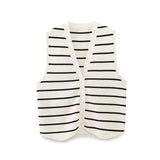Women's Street Fashion Urban Leisure Knitted Striped Vest Vest Sweater