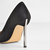 Onlymaker Women's Shoes Pointed Toe Black Red Patent Leather Metal Heels Fashion Dress Wedding Party Big Size Lady Thin