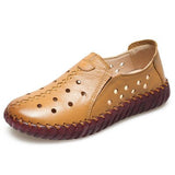Summer Genuine Leather Shoes New Fashion Women Shoes Woman For Mom Women's Flats Comfortable Handmade Pregnant Hole