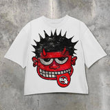 T-Shirt Y2K Hip-Hop Letter Retro Cross Graphic Print Oversized T-Shirt Men's Round Neck Cotton Short-Sleeved