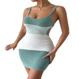 Zingj Summer New Sling Stripe Color Back Strap Knit Wool Dress Woman-Outfit