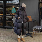 2024 New Thickened Down Cotton-Padded Jacket Female Long Over-Knee Cotton Coat Korean Version Loose Bread Coat Winter Cotton-Padded Jacket Coat-Outfit