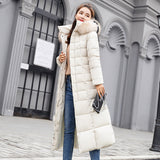 Cotton-Padded Clothes Women 2023 Korean Version Long Over The Knee Color Wool Collar Large Size Down Cotton-Padded Jacket Slim Cotton-Padded Jacket Women-Outfit
