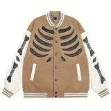 Skeleton Graphic Oversized Varsity JacketOutfit