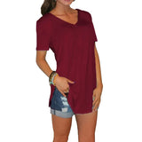 V-Neck Short-Sleeved T-Shirt Woman Loose Casual Tops for Women Black S-5Xl 9 Colors Tees Women's 2022