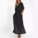 Summer 2025 Fashion Solid Color High Waist Open Fork Short Sleeve