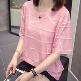 TShirt Summer Women's Casual Short-sleeved T-shirt Printing Cotton Tops Loose Plus Size Leisure Tees L
