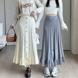 Zingj Autumnal And Winter Korean Version Of A Skinny A-Shaped Skirt With A Single-Breasted And Agaric