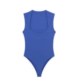 New Square Collar Solid Color Slim Sexy Sleeveless Jumpsuit