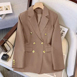 Zingj Suit Female 2024 Spring And Autumn New Khaki Loose Show Thin Suit Jacket Casual Wide-Leg Pants Two-Piece