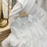Chiffon Blouse Women's White LongSleeve Tops Spring 2023 Korean Fashion Shirt Solid Color Niche Loose Shirt Women Plus