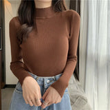 Women Pullovers Sweater Autumn Winter Turtleneck Knitted Sweater Women Long Sleeve Tops Short Slim Sweaters Girls Clothes