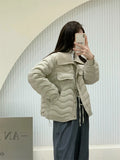 High-End White Duck Down Sweet Down Jacket Female Short Fashion Knitting Large Lapel Splicing Small Pressure Rubber Coat-Outfit
