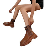 Thick-Bottomed Round-Headed Elastic Knitted Martin Boots Women's Large Size Warm Socks