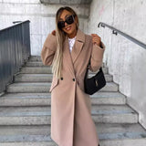 Zingj Wise Hot Style Autumn And Winter Long Sleeve Suit Collar Double Breasted Woolen Jacket Jacket