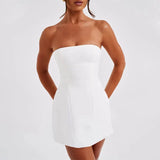 Strapless Solid Mini Dress-Outfit