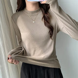 Knitted Semi-High Collar Bottomed Shirt In Autumn And Winter, The New Elastic Soft Waxy Pro-Skin Polished