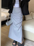 High Waist Split Women Skirts Y2k Aesthetic Spring Solid Irregular Harajuku Skirt Slim All Match Casual Fashion