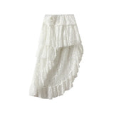 Lace Dress Woman 2025 Spring Cake Dress Design High Waist Medium Long Skirt