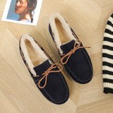 Autumn And Winter New Retro Velvet Thickened Warm Student Flat Cotton Shoes With One Foot Shallow Bean