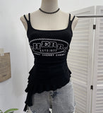 Tector-Mat T-Shirt With Bosom Tset T-Shirt With Irregular Sling Vest T-Shirt With Tsets