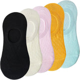 pieces = 5 pairs Women Invisible Solid Color Socks Slippers Ladies Polyester Cotton Non-slip Silicone Ankle Socks