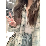 Plaid Shirt Elegant and Youth Woman Blouses Camisa Denim Women's Shirt 2023 New Blouse Korean Style Women's Clothing
