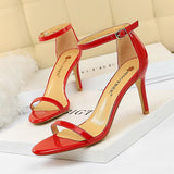 Zingj Fashion Simple Open-Toe With High Heels Patent Leather Sexy