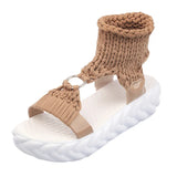 Thick-Soled Soft-Soled Toe-Ss Cake Thick-Soled Sandals Comfortable Knitted Knitted Roman Shoes