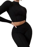 2025 Spring Women's New Fashion Set Reverse Design High Waist Solid Color Two