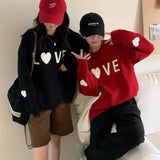 Zingj Version Of Love Jacquard Round Collar Set Outside Wearing Sweater Female Qiu Dong New Loose Long Sleeve Versatile Sweater