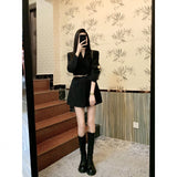 Zingj Korean Version Feeling Light Ripe Wind Small Suit Jacket Female Waist Show Thin Small Temperament Suit Skirt Autumn-Outfit