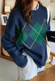 Vintage Argyle Pullover Sweater- Outfit