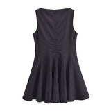 Spring Skate Sleeveless Solid Color Mini Dress