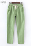 Cotton Linen Pants for Women Trousers Loose Casual Solid Color Women Harem Pants Capri Women's