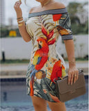 Shoulder Digital Printing Slim Sexy Pencil