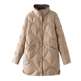 Autumn And Winter Light Down Jacket Female Long White Duck Velvet Fashion Foreign Style Retro Auspicious Cloud Standing Collar Coat Tide-Outfit